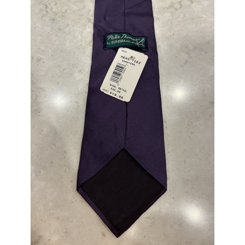 Peter Thomas By Superba Purple Silk Neck Tie New With Tags Made In USA